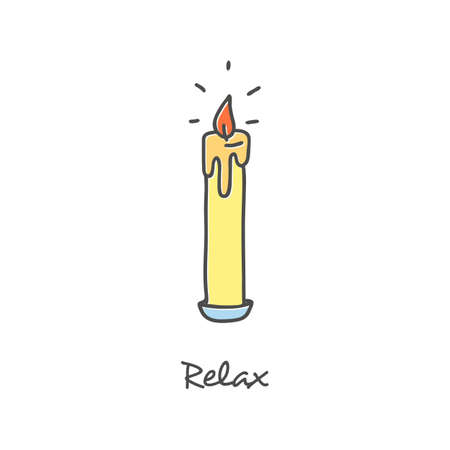 Hand drawn contour picture of candle silhouetteのイラスト素材