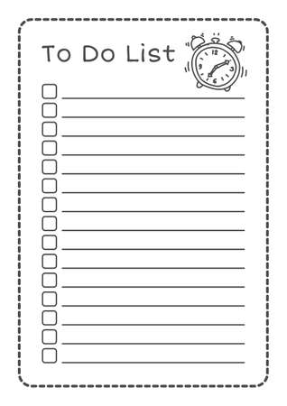 Vector Printable To Do List with hand drawn alarmのイラスト素材