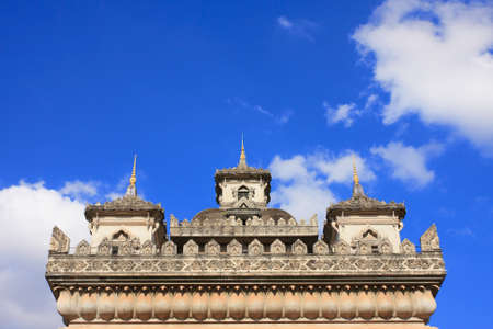Patuxai Arch monument in Laos Vientianeの写真素材