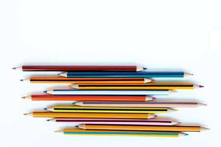 Color pencils set on white background の写真素材