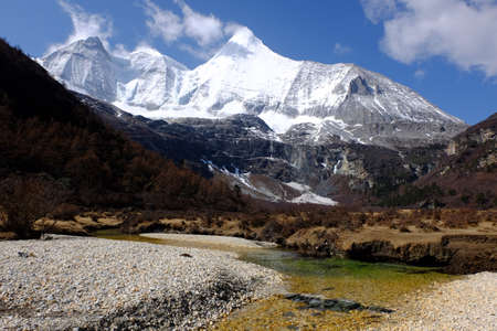 Yang Mai Yong Mountain at Yading Nature Reserve, Chinaの写真素材