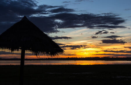 Sunshade for so long and the beach at Thailandの写真素材