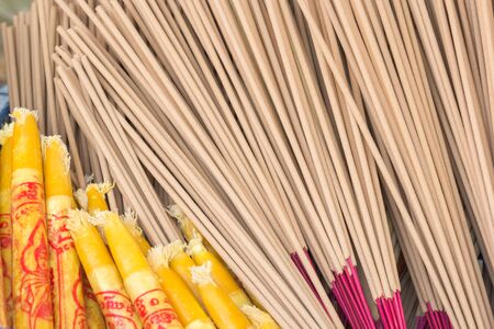 Division of incense and candles are used to fire worship.の写真素材