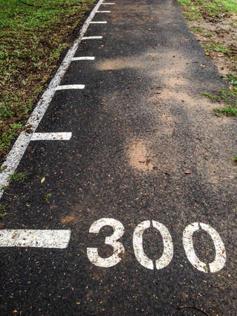 Running way with \"300\" metreの写真素材