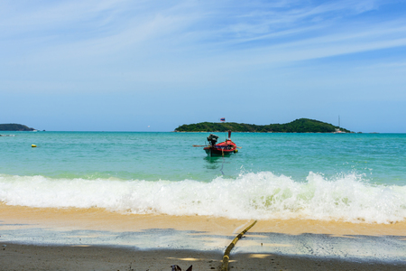 Beautiful wave on the beach, clear water, white sand in your holliday at andaman sea Phuket Thailand.のeditorial素材