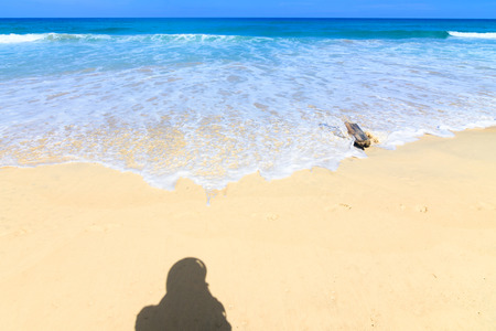 Beautiful wave on the beach, clear water, white sand in your holliday at andaman sea Phuket Thailand.の写真素材