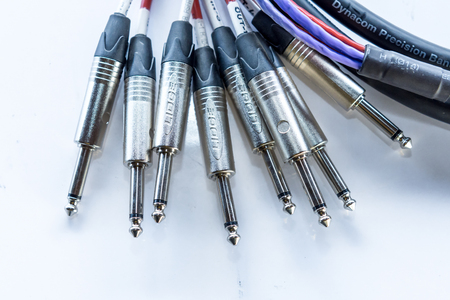 Audio cable on isolated  white background.のeditorial素材