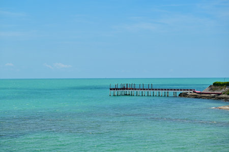 Beautiful sea clear water, relaxing in your holiday at Khanom beach Nakhon si thammarat Thailand.の写真素材