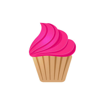 Pink cupcake.Vector illustration.