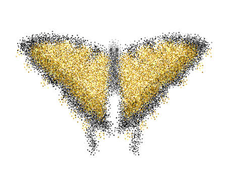 Vector butterfly. Abstract concept. Butterfly from dots. Particles composed.のイラスト素材