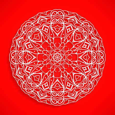 Vector mandala. Flower ornament. Floral mandala isolated on white. Hand drawn vector. For print, poster, banner, brochure, invite card.のイラスト素材