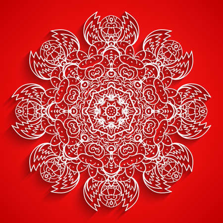 Vector mandala. Flower ornament. Floral mandala isolated on white. Hand drawn vector. For print, poster, banner, brochure, invite card.のイラスト素材