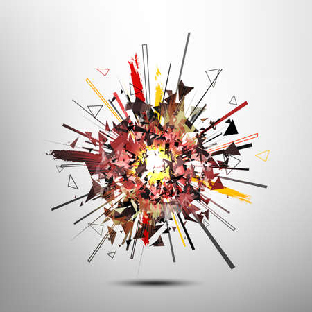 Vector explosion. Particles comosition. Abstract blast background.