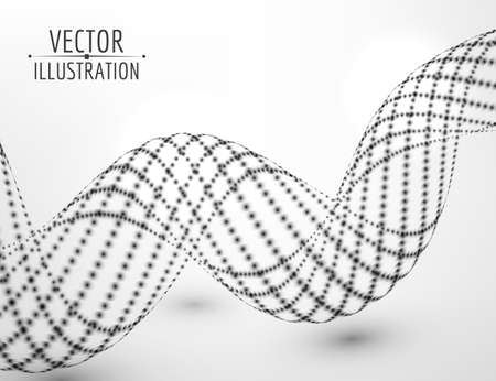 Abstract black dot wave. Dot lines on white background with shadow. Vector abstract background.のイラスト素材