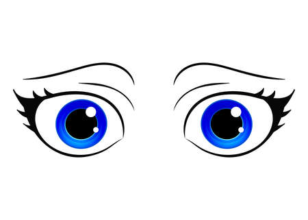 Vector eyes. Cartoon style female eye. Colorful bright eyes. Anime manga style hand drawn girl eyes. Vector isolated.のイラスト素材