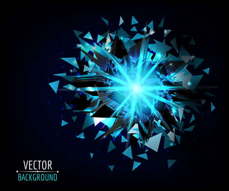Bright blast in dark. Vector abstract background. Glowing neon light.With space for text.のイラスト素材