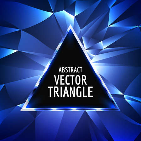 Vector abstract triangle background. Glowing neon triangle vector. Glossy triangle abstract.With space for text.のイラスト素材