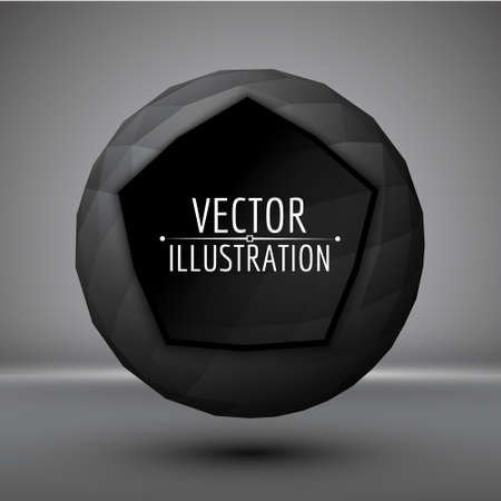 3D polygonal sphere with shadow. Vector isolated.のイラスト素材