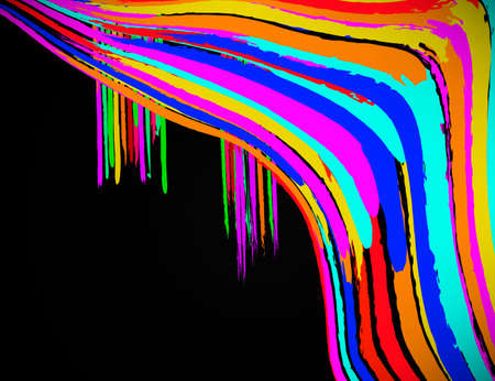 Colorful watercolor lines on black background. Vector grunge illustration.のイラスト素材