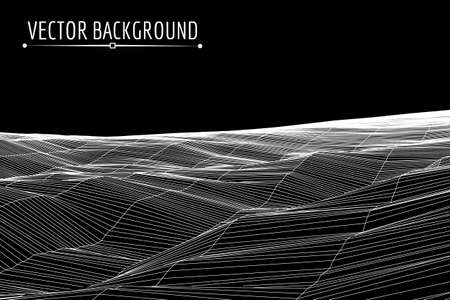 Black grid landscape. Abstract background. Vector illustration.のイラスト素材
