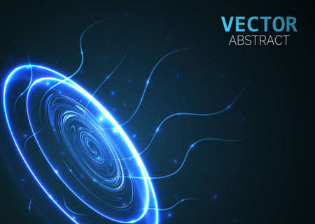 Circle light effect with blue lines. Abstract background. Vector graphic designのイラスト素材