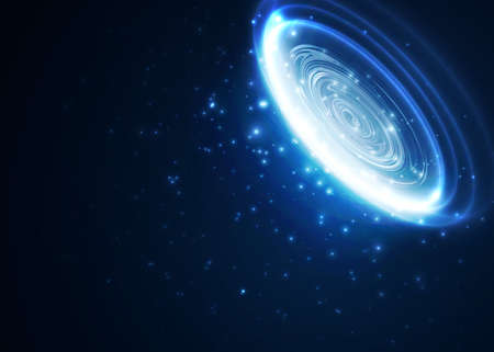 Circle light effect with blue lines. Abstract background. Vector graphic design.のイラスト素材