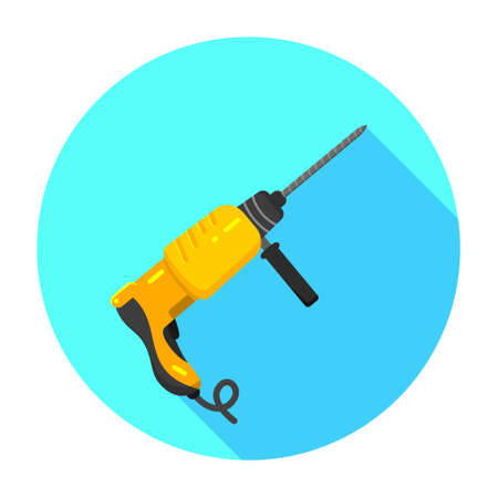 Electric hand drill flat icon. Repair tool. Vector graphic designのイラスト素材