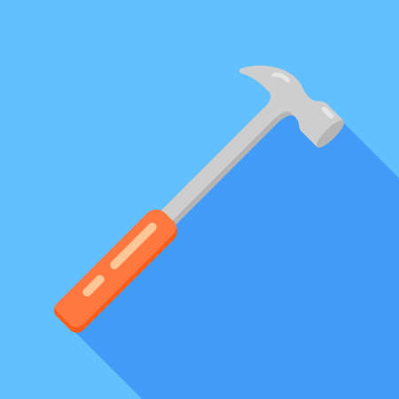 Hammer flat icon. Repair tool. Vector designのイラスト素材