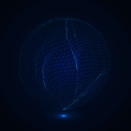 Abstract object from glowing lines. Vector illustration.のイラスト素材