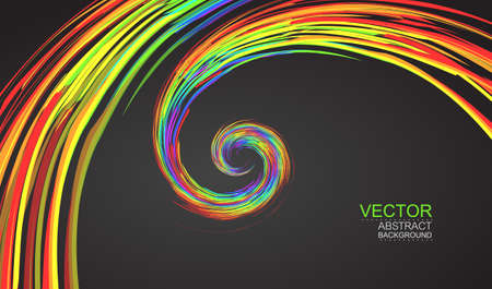 Vector. Rainbow colourful swirl on dark background.のイラスト素材