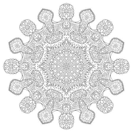 Vector mandala. Flower ornament. Hand drawn element. For coloring, print, poster, background brochure invite cardのイラスト素材