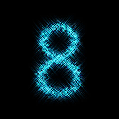 Number 8, abstract light on dark background. Vector illustrationのイラスト素材