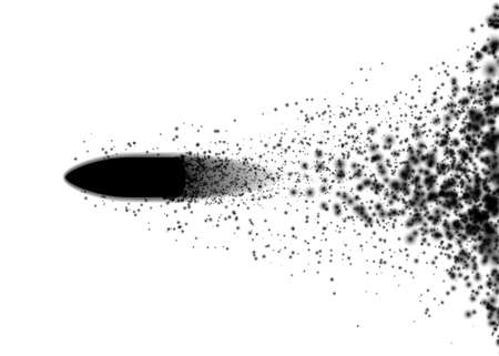 Flying bullet from light particles. Vector illustrationのイラスト素材