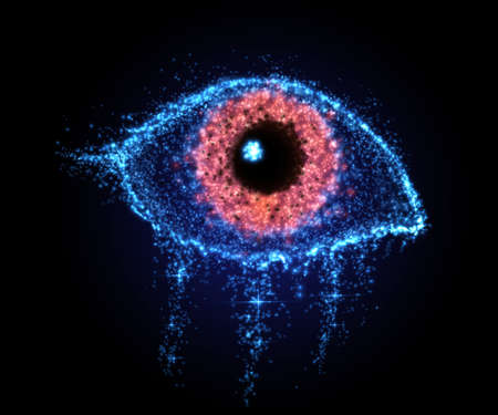 Abstract eye from light particles, with flare effect. Vector illustrationのイラスト素材