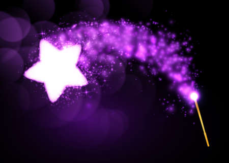 Magic wand with bright sparkles. Vector illustrationのイラスト素材