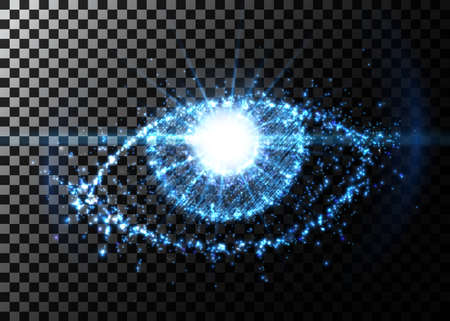 Abstract eye from light particles, with flare effect. Vector illustration.のイラスト素材