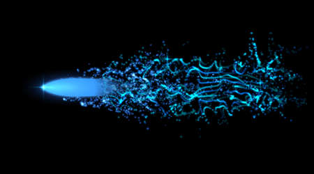 Flying bullet from light particles. Vector illustration.のイラスト素材