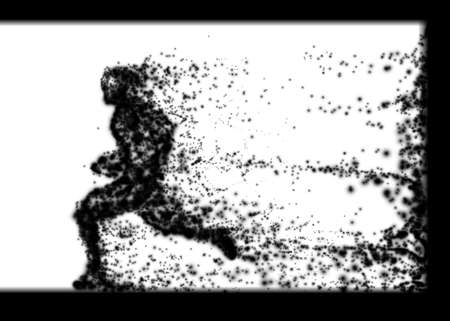 Black particles composed runner. Abstract vector designのイラスト素材