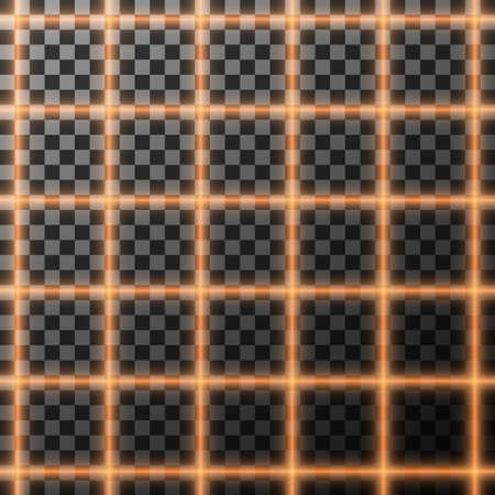 Vector illustration of neon grid, isolated on transparent background.
