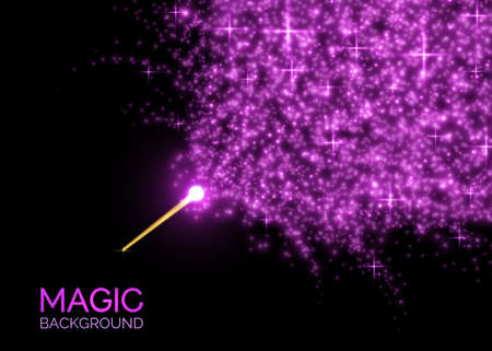 Magic wand with bright sparkles. Vector illustration.のイラスト素材