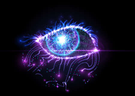 Abstract eye from light particles. Vector illustration.のイラスト素材