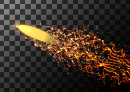 Flying bullet from light particles. Vector illustration.のイラスト素材