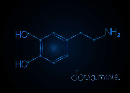 Hormone Dopamine , molecular formula. Chemical abstract background. Vector illustration.のイラスト素材