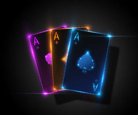 Three ace card, poker casino illustration. Vector graphicのイラスト素材