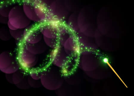 Magic wand with bright sparkles. Vector illustrationのイラスト素材