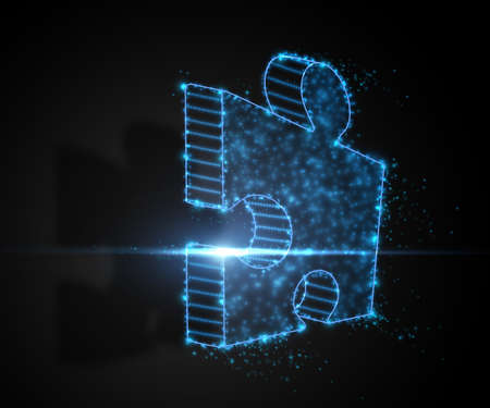 Vector puzzle illustration. Abstract neon from lightsのイラスト素材