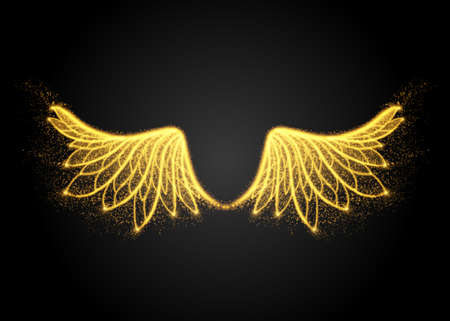 Abstract yellow wings, from lights. Vector illustrationのイラスト素材