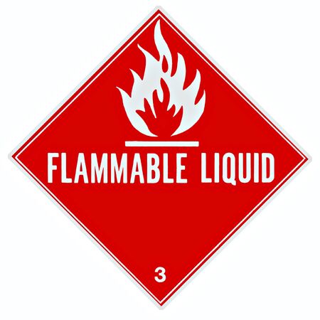 Placard or sign to warn of a flammable liquidの写真素材