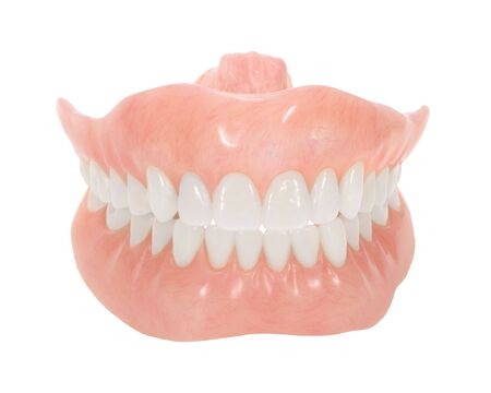 Set of dentures with bright teeth isolated on white