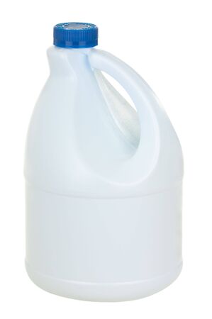 White plastic container of a cleaner isolated on whiteの写真素材